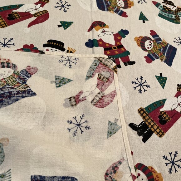 Vintage Christmas Holiday Tablecloth Rectangular 60X80" Snowman Santa Country - Picture 4 of 6